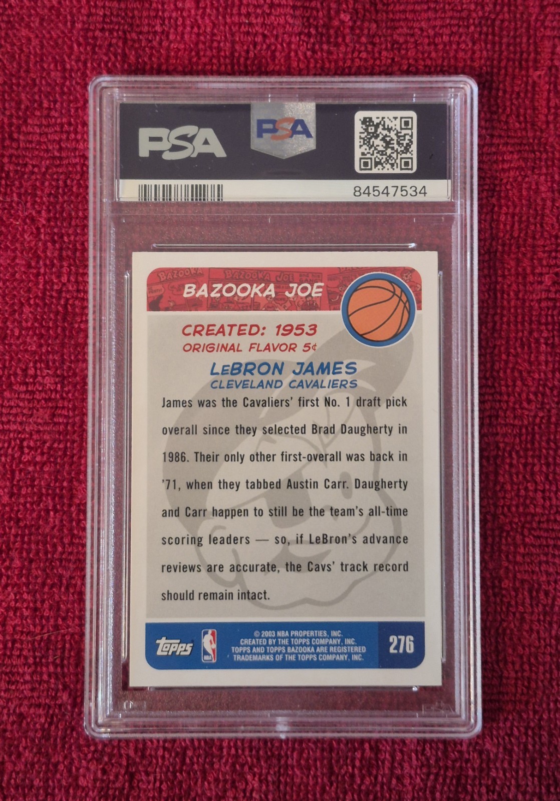 2003-04 Bazooka Lebron James  PSA 8 # 276. Rookie. Clean, Fresh Slab ! view 3