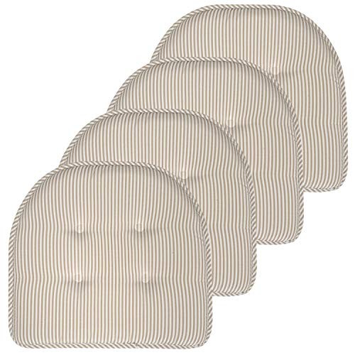 Cushion Memory Tufted Slip Non Skid 4 Pack Pinstripe Taupe F