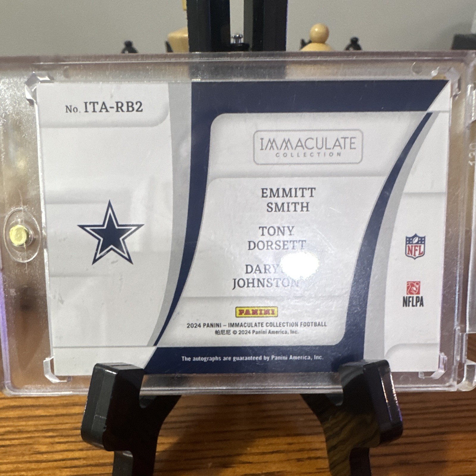 Panini 2024 Immaculate Football ITA-RB2 Triple Auto Smith Dorsett 23/25 view 2