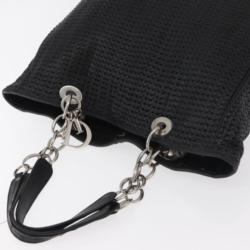 Christian Dior Hand Bag Leather Black Silver Auth ep14496 - Picture 6 of 22