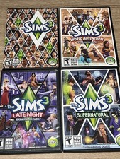 THE SIMS 3 PC Windows Mac Lot of 4 Starter  3 Expansion Packs Late Night World