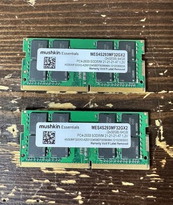 Mushkin DDR4 2933 Laptop RAM. 2 32GB Sticks = 64GB - MES4S293MF32GX2