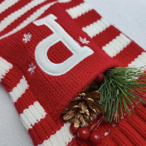 Christmas Stocking Knit Initial Christmas Stockings for Family Farmhouse Y Red - Picture 3 of 7