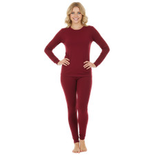 Therma Jane Womens Thermal Fleece Lined Crew Neck Top and Pant Set