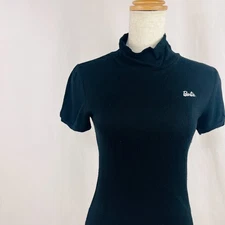 Barbie usa4 black knit tops for women high neck Short Sleeve