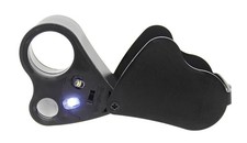 Jewelers Eye Loupe 30X 60X Illuminated Foldable Magnifier Bright LED Light Gold