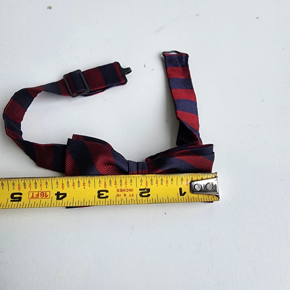 Pajarita Brooks Brothers niño azul marino rayas borgoña 100 % seda ajustable  Foto 3 de 4