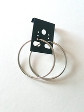 Vintage Silver Tone Smooth Shiny Hoop Pierced Earrings