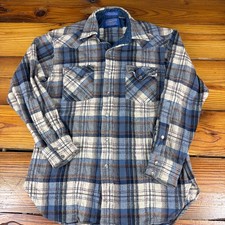 Vtg Pendleton High Grade Western Wear Wool Shirt Pearl Snap Plaid Sz Small READ 