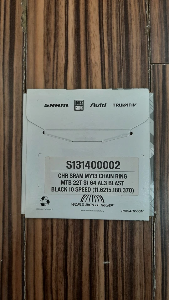 TRUVATIV SRAM 22T Tooth S1 64 Bcd 7075 Black Chain Ring Double 11.6215.188.370 - Image 2 of 4