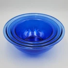Set Of 3 Vintage Pyrex Blue Clear Nesting Mixing Bowls 322 323 325