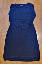 Lauren Ralph Lauren Navy Blue Ruched Sheath Dress UK 14 (US 10) L/S Jersey Midi