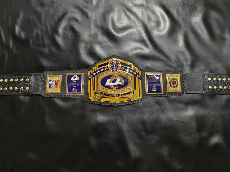 Cinturón Título Campeón NFL Super Bowl Los Angeles Rams 2MM Latón Talla Adulto Foto 4 de 4