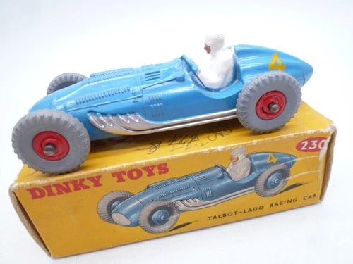 VINTAGE DINKY TOYS 230 TALBOT LAGO GP RACING CAR & ORIGINAL BOX 1954 PLASTIC HUB