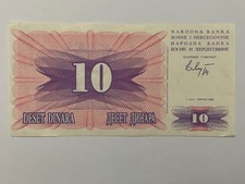 👀BOSNIA HERZEGOVINA 1992 10 DINARA BANKNOTE  👀