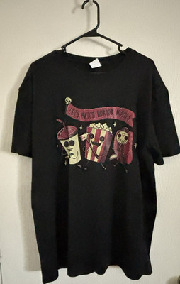 Sunny Let's Watch Horror Movies Snacks/Drinks Graphics Black T Shirt 2XL