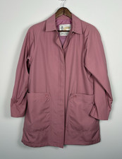 Vintage London Fog Pink Dusty Rose Trench Raincoat Button Up Pockets Size 8