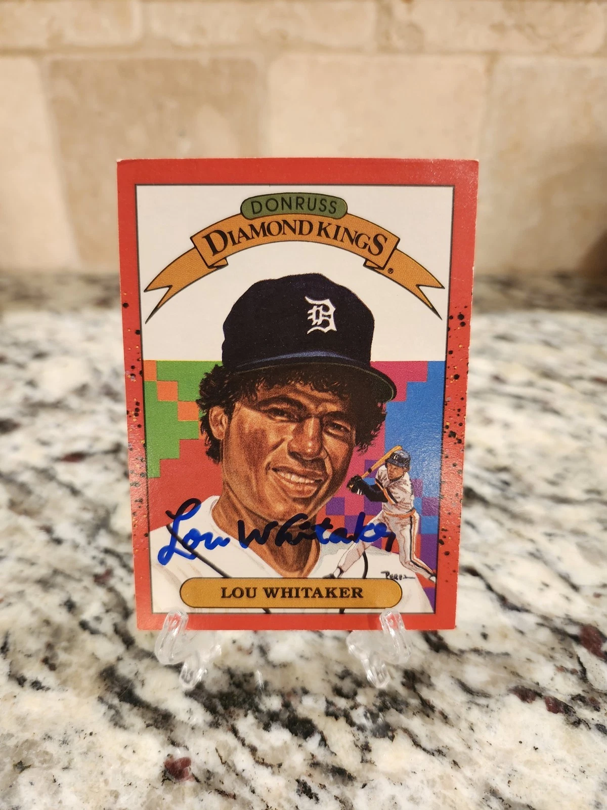Lou Whitaker Signed 1990 Donruss Diamond Kings # 16 - Detroit Tigers Star