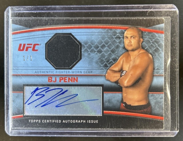 2010 Topps UFC Knockout BJ Penn Auto Autograph Fighter Relic Mat #1/1