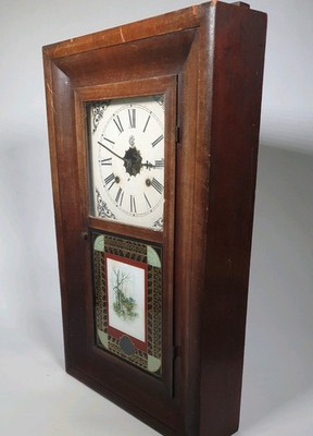 Waterbury antike gewichtsgetriebene Wanduhr zum Teile restaurieren 