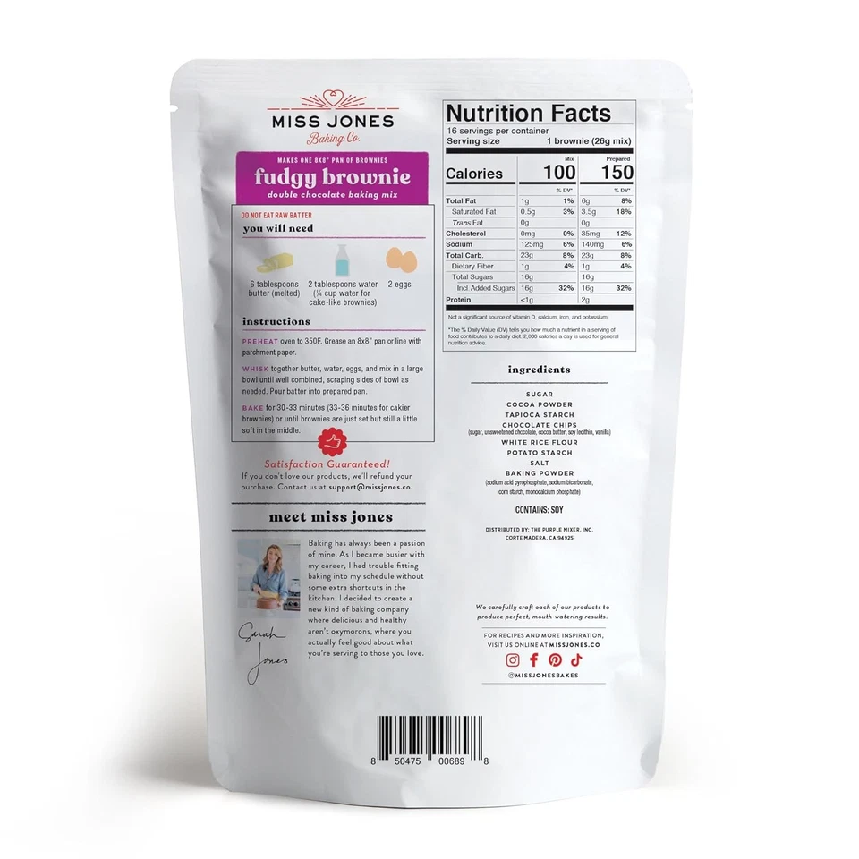Miss Jones Gluten Free Fudgy Brownie смесь 6 упаковок еще 25 шоколадных чипсов 50 ле... - Изображение 4 из 4