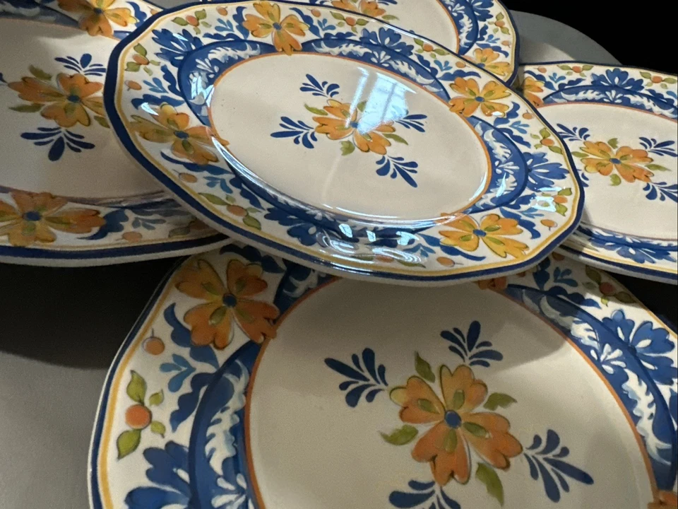 5件装Sur La桌碗蓝色白色花卉DW安全三聚氰胺谷物沙拉10英寸 — 第 3/4 张图片