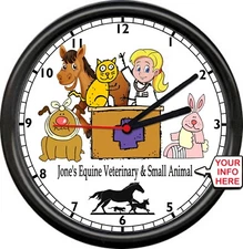 Personalized Vet Tech Veterinarian Equine Small Animal Horse Dog Cat Wall Clock