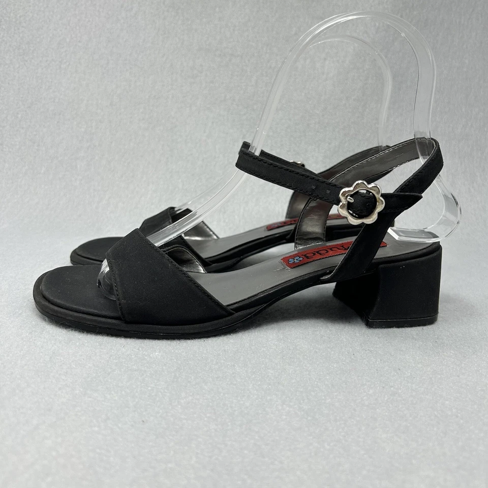 Vintage Y2K Mudd Women’s Size 4.5 Black Strappy Square Toe Chunky Heel Sandals - Image 4 of 4