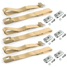  D Truck 1966-1971 Std. 2pt Tan Lap Bench Belt Kit w/Brackets-3 Blts