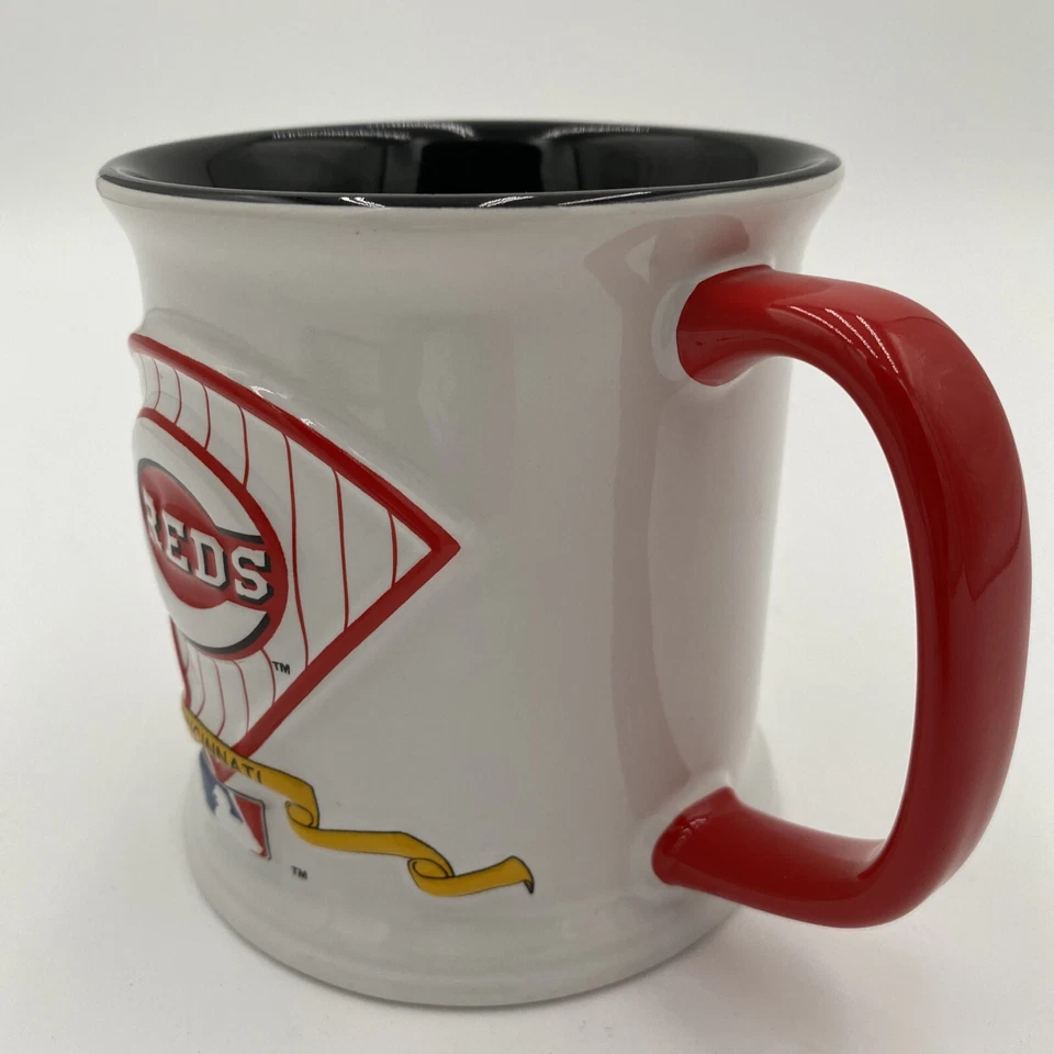 Taza de cerámica Cincinnati Reds rara en relieve 16 OZ Hunter/MLBP holograma oficial Foto 3 de 4