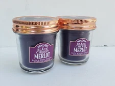 2x Bath & Body Works Mini Masons Black Cherry Merlot Scented Candle - 1.3 oz