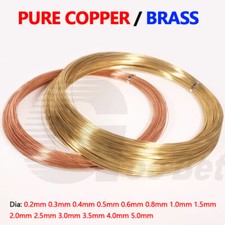 Pure Copper / Brass Round Wire Bare Dia 0.2mm-5mm Jewelry Craft Model Wirework