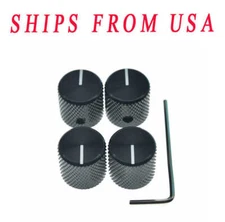 4pcs Metal Flat Top Guitar Bass Knobs 1/4" Pot Knobs fits Fender Tele/P Bass