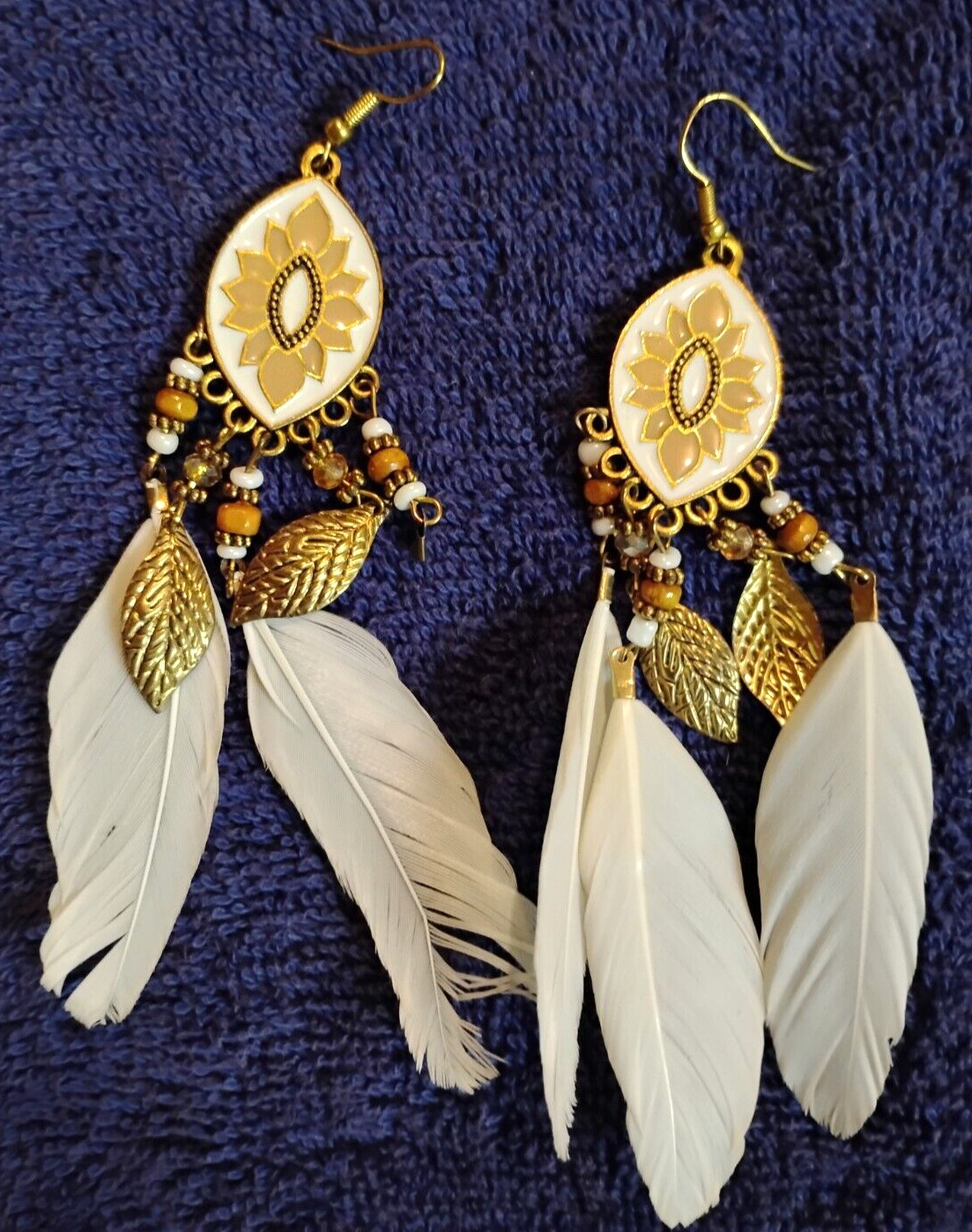 FEATHERED NATIVE AMERICAN STYLED Dangle Earrings - image 1