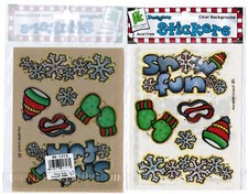 4 Sheets PROVO Craft SNOW FUN Snowflakes Mittens Scrapbook Stickers 2 NEW Packs