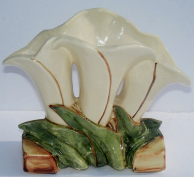Vintage McCoy Planter Yellow Calla Lily Three Section Vase