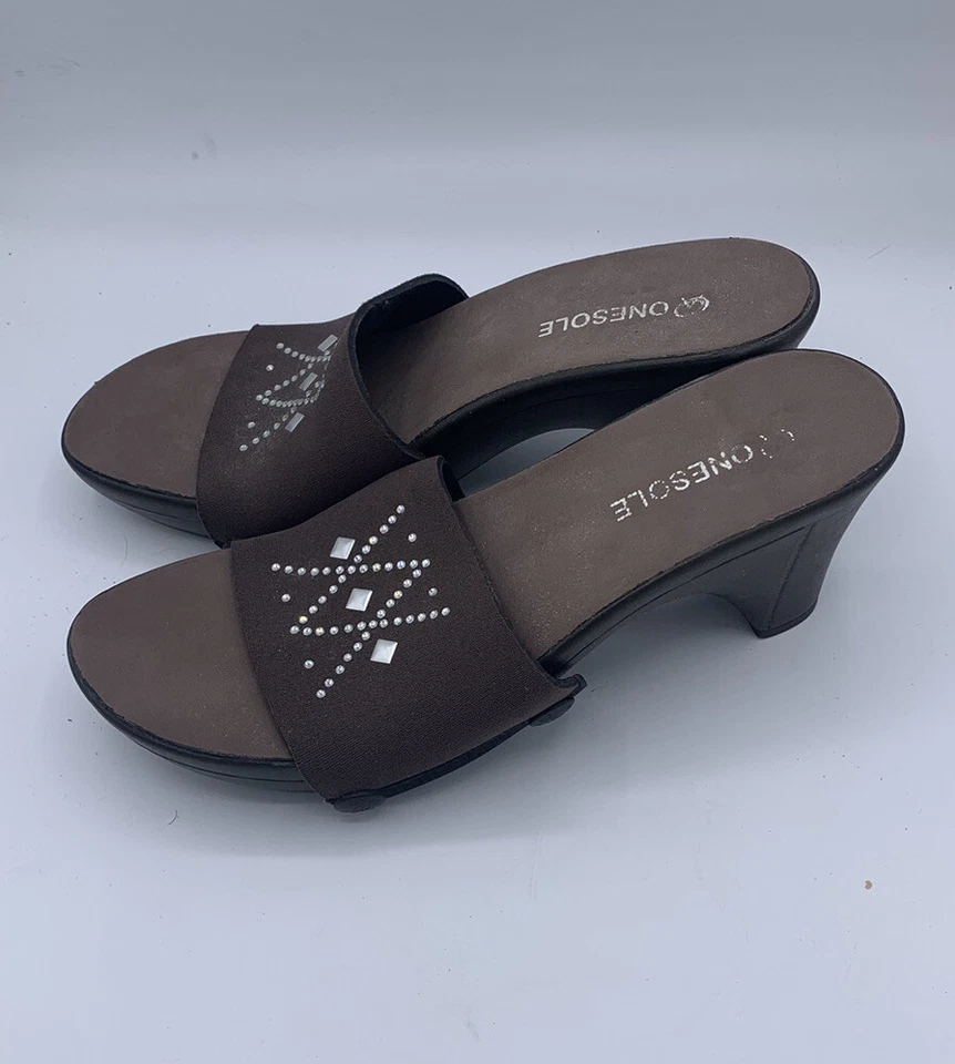 New ONESOLE Brown Soft Step Stretchy Shoes Sz 8 Slip On Foto 2 de 4