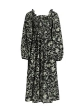 NWT MILLE Resort & Travel Catherine in Black Hibiscus Floral Midi Dress 2XS XXS