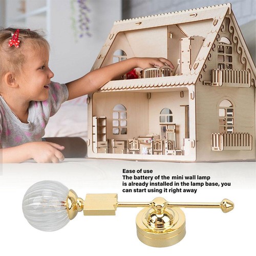 Mini Lampada Da Parete A LED Per Casa Delle Bambole - Scala 1:12, Con Interruttore, Materiale Metallo E Vetro, Nero, Per Diorami E Giardini