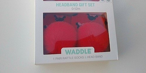 Disney Minnie Mouse Baby Gift Set Headband & Rattle Socks Red Blk Baby Girl NWT. - Picture 3 of 4