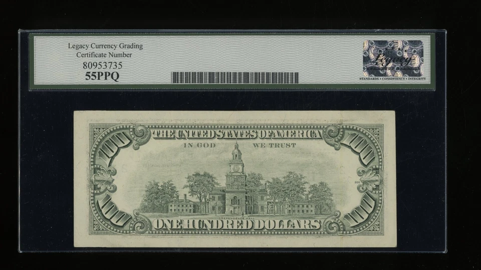 DBR 1990 $100 FRN New York Fr. 2173-B Legacy 55 PPQ Serial B66286367C - Image 2 of 2