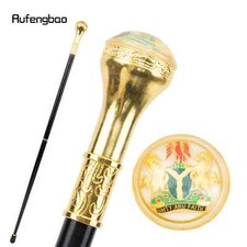 Golden Red Unity and Faith Totem Relief Walking Cane Fashion Walking Stick 91cm