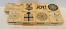 Craft Smart Wood Mounted Rubber Set of 9 Holiday Stamps