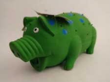 Multipet Grunting Latex Polka Dot Globlet Pig Dog Toy Squeak Toy Green