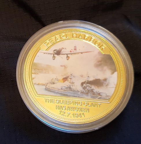 Pearl Harbour Gold Coin Vintage World War II Japanese Americana Military Navy US - Picture 8 of 16