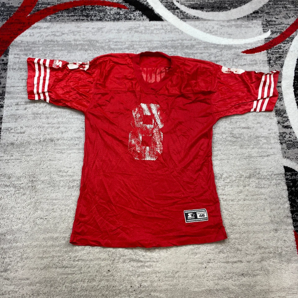 Camiseta réplica autêntica vintage San Francisco 49ers Steve Young 46 vermelha branca #8 masculina - Imagem 2 de 4
