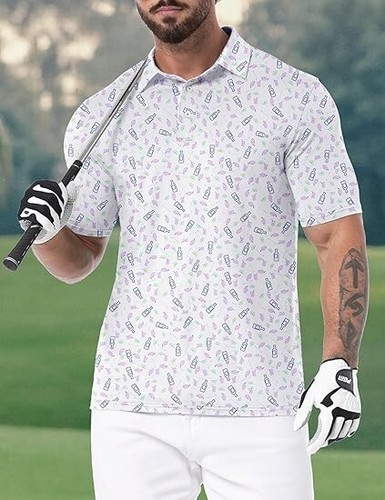 Askdeer Men's Golf Polo Shirts Short Sleeve Performance Dry Fit Polo Shirt Small - Picture 4 of 7