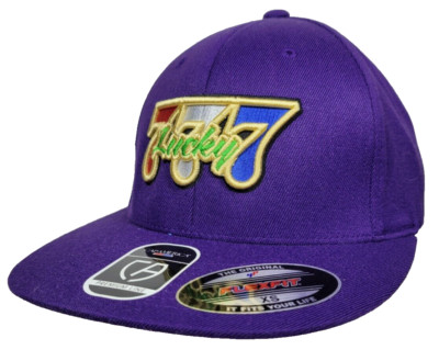 CapAmerica Premium Line  Lucky 777  Purple XS Flex Fit Casino Hat 8504 Gambling