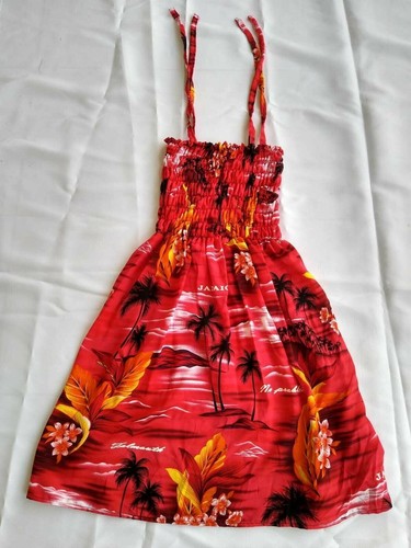 Jamaica Kids Dress Tropical Palm Sunset Floral Holiday Cotton Sundress Cute Midi - Picture 14 of 20