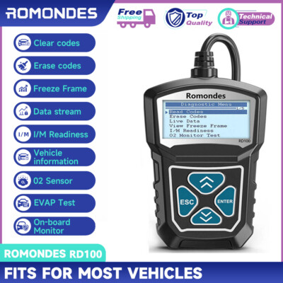  Romondes RD100 Profi KFZ OBD2 Diagnosegerät Auto Codeleser Motor prüfen DE